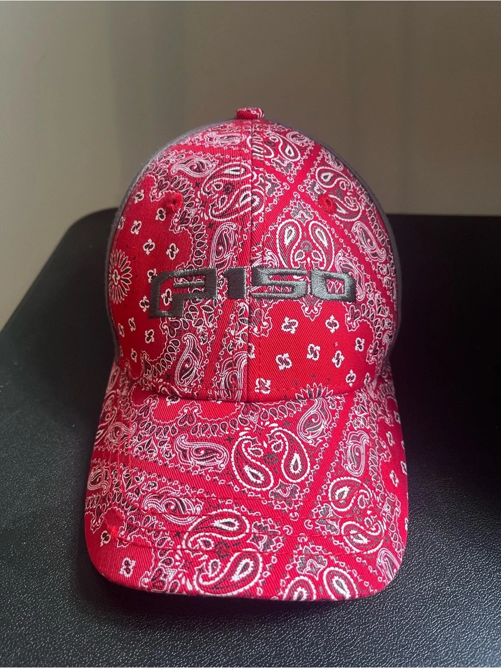 Red Paisley Baseball Cap with Embroidered Logo